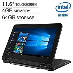 2019 New Lenovo 300e Flagship 2-in-1 Business Laptop/Tablet, 11.6″ HD IPS Touchscreen, Intel Celeron Quad-Core N3450 up to 2.2GHz, 4GB DDR4, 64GB eMMC, Windows 10 S/Pro, Choose Flash Drive