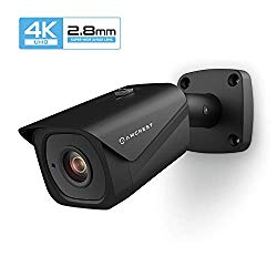 Amcrest UltraHD 4K (8MP) Outdoor Bullet POE IP Camera, 3840×2160, 131ft NightVision, 2.8mm Lens, IP67 Weatherproof, MicroSD Recording, Black (IP8M-2496EB)