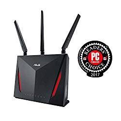 ASUS AC2900 WiFi Dual-band Gigabit Wireless Router with 1.8GHz Dual-core Processor and AiProtection Network Security Powered by Trend Micro, AiMesh Whole Home WiFi System Compatible (RT-AC86U)