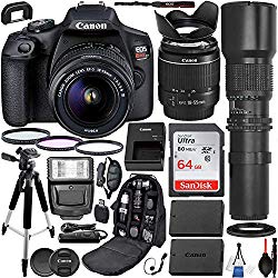 Canon EOS Rebel T7 DSLR Camera with EF-S 18-55mm & 500mm Preset Lens with 2x Teleconverter (1000mm) & Premium Accessory Bundle – Includes: SanDisk Ultra 64GB SDXC Memory Card, 3PC Filter Set & More