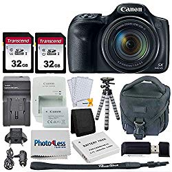 Canon PowerShot SX540 HS Digital Camera + 2x 32GB Memory Card + Camera Bag + Flexible Tripod + Replacement Battery & Travel Charger + USB Card Reader + Screen Protectors + Cleaning Cloth + Accessories