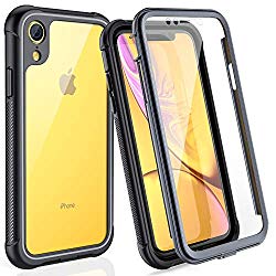 FITFORT iPhone XR Case Full Body Rugged Case with Built-in Touch Sensitive Anti-Scratch Screen Protector, Ultra Thin Clear Shock Drop Proof Impact Resist Extreme Durable Protective Cover