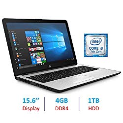 HP Premium 15.6-inch HD WLED-Backlit Display Laptop PC, Intel Dual Core i3-7100U 2.4GHz Processor, 4GB DDR4 SDRAM, 1TB HDD, Bluetooth, HDMI, Webcam, 802.11ac WiFi, Windows 10, Natural Silver
