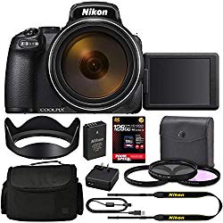Nikon COOLPIX P1000 Digital Camera (Black) 26522 + 128GB 4K AOM Pro Kit: International Version (1 Year AOM Warranty)