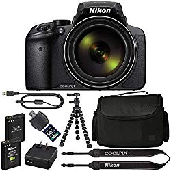 Nikon COOLPIX P900 Digital Camera: with 83x Optical Zoom and Built-in Wi-Fi(Black) + 64GB 1200X SDXC Card + 2 EN-EL23 Batteries + Case + Flexible Tripod + Pro Bundle: International Version