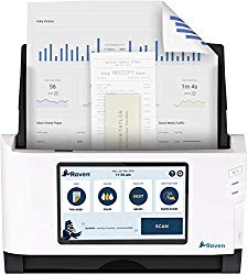 Raven Original Document Scanner – Huge LCD Touchscreen, Color Duplex Feeder (ADF), Wireless Scanning to Cloud, WiFi, Ethernet, USB, Home or Office