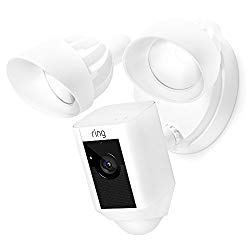 Ring Floodlight Camera Motion-Activated HD Security Cam Two-Way Talk and Siren Alarm, White
