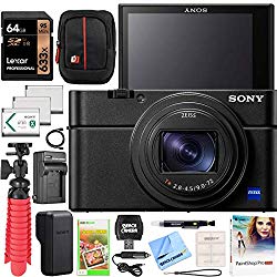 Sony Cyber-Shot RX100 VII RX100M7 Premium Compact Camera DSC-RX100M7 Enhanced Bundle with Triple 3X Battery Pack + 64GB Memory Card + Deco Gear Travel Case Accessory Kit & Photo Video Software