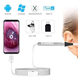 USB Otoscope-Ear Scope Camera, Anykit New Upgraded 4.3mm Diameter Visual Ear Camera HD Ear Endoscope with Earwax Cleaning Tool and 6 Adjustable LED Lights for Android and Windows & Mac.