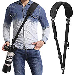 waka Rapid Camera Neck Strap with Quick Release and Safety Tether, Adjustable Camera Shoulder Sling Strap for Nikon Canon Sony Olympus DSLR Camera – Black