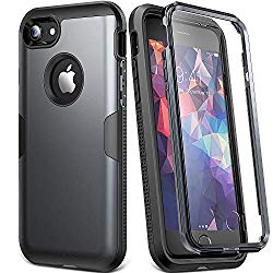 YOUMAKER Case for iPhone 8 & iPhone 7, Full Body Rugged with Built-in Screen Protector Heavy Duty Protection Slim Fit Shockproof Cover for Apple iPhone 8 (2017) 4.7 Inch – Black/Black