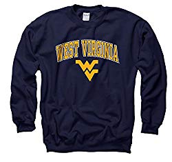 Campus Colors NCAA Adult Arch & Logo Gameday Crewneck Sweatshirt (West Virginia Mountaineers – Navy, Large)