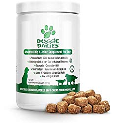 Doggie Dailies Glucosamine for Dogs, 225 Soft Chews, Advanced Hip and Joint Supplement for Dogs with Glucosamine, Chondroitin, MSM, Hyaluronic Acid and CoQ10, Premium Dog Glucosamine Made in The USA