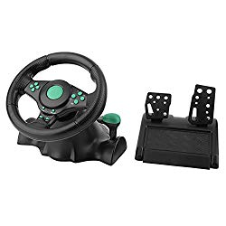 heaven2017 180 Degrees Rotation ABS Gaming Vibration Racing Steering Wheel with Pedals for Xbox 360 PS2 PS3