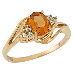 Jewelry Liquidation 10k Yellow Gold Natural Citrine and White Topaz Lovely Bypass Style Ladies Ring