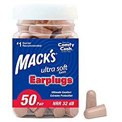 Mack’s Ultra Soft Foam Earplugs, 50 Pair – 32dB Highest NRR, Comfortable Ear Plugs for Sleeping, Snoring, Travel, Concerts, Studying, Loud Noise, Work