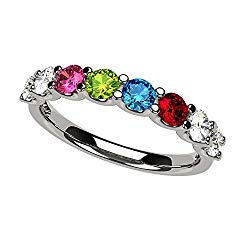 NANA U’r Family Ring 1 to 9 Simulated Birthstones in Solid 14k Gold