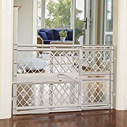 North States Mypet Paws 40″ Portable Pet Gate: Expands & Locks In Place with No Tools. Pressure Mount. Fits 26″- 40″ Wide (23″ Tall, Light Gray)