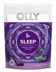 OLLY Sleep Melatonin Gummy, All Natural Flavor and Colors with L Theanine, Chamomile, and Lemon Balm, 3 mg per serving, 30 Day Supply (60 gummies)