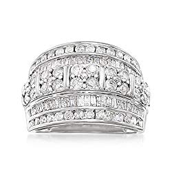 Ross-Simons 2.00 ct. t.w. Baguette and Round Diamond Multi-Row Ring in Sterling Silver