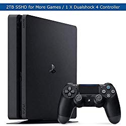Sony Playstation 4 Slim Upgraded 2TB SSHD Video Game Console with DualShock 4 Wireless Jet Black Controller for PS4
