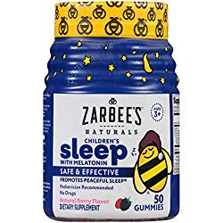 Zarbee’s Naturals Children’s Sleep with Melatonin Supplement, Natural Berry Flavored, 50 Gummies