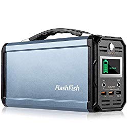 300W Portable Generator, FlashFish 60000mAh Power Supply Station Camping Solar Generator, Drone Battery Recharged by Solar Panel/Wall Outlet/Car, 110V AC Out/DC 12V /QC USB Ports for CPAP Camp Travel