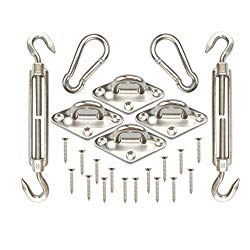 BaiFM 24 Pcs 316 Marine Grade Shade Sail Stainless Steel Hardware Kit Heavy Duty Hardware Kit for Rectangle and Square Sun Shade Sail Installation with Screws