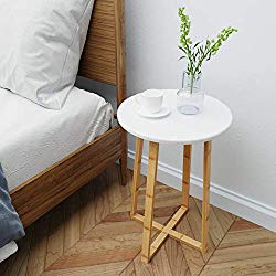 BAMEOS Side Table Modern Nightstand Round Side End Accent Coffee Table for Living Room Bedroom Balcony Family and Office (15.7inx23.4in)