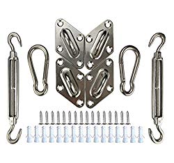 CosCool Sun Shade Sail Installation Hardware 5 Inch Stainless Steel Hardware Kit for Rectangle Shade Sails