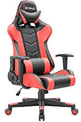 Devoko Ergonomic Gaming Chair Racing Style Adjustable Height High-Back PC Computer Chair with Headrest and Lumbar Support Executive Office Chair (Red)