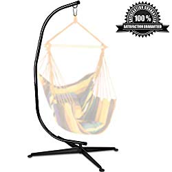 Dkeli Hammock Stand, Hanging Hammock Chair Stand C Stand Outdoor Indoor Solid Steel Heavy Duty Stand Only Construction for Hanging Hammock Air Porch Swing Chair, 330Lbs Capacity