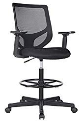 Drafting Chair Tall Office Chair for Standing Desk Drafting Mesh Table Chair with Adjustable Armrest and Foot Ring