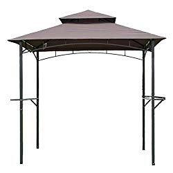 Gazebos for Patios 8’x 5’BBQ Grill Gazebo Outdoor Gazebo Patio Gazebo Shelter for Outdoor Living Shelter Tent Double Tier Soft Top Canopy and Steel Frame with Bar Counters
