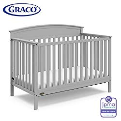 Graco Benton 4-in-1 Convertible Crib (Pebble Gray) – Easily Converts to Toddler Bed, Daybed or Full-Size Bed with Headboard, 3-Position Adjustable Mattress Support Base