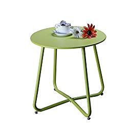 Grand Patio Steel Patio Side Table, Weather Resistant Outdoor Round End Table, Lime Green