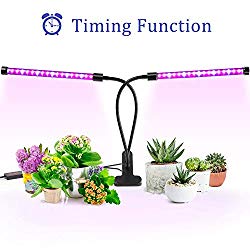 Grow Light, Ankace 40W Dual Head Timing 36 LED 5 Dimmable Levels Plant Grow Lights for Indoor Plants with Red Blue Spectrum, Adjustable Gooseneck, 3 6 12H Timer, 3 Switch Modes