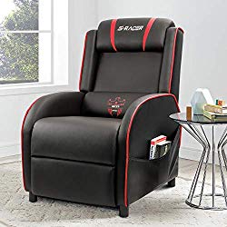Homall Gaming Recliner Chair Single Living Room Sofa Recliner PU Leather Recliner Seat Home Theater Seating (Red)