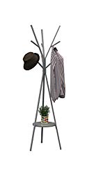 Homebi Coat Rack Hat Stand Free Standing Display Hall Tree Metal Hat Hanger Garment Storage Holder with 9 Hooks for Clothes Hats and Scarves in Grey,17.72″ Wx17.72 Dx70.87 H
