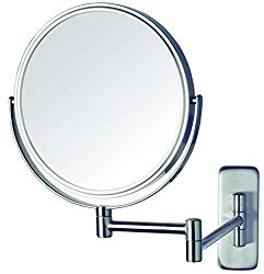 Jerdon JP7506N 8-Inch Wall Mount Makeup Mirror with 5x Magnification, Nickel Finish