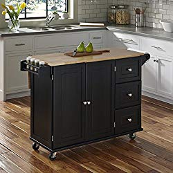 Liberty Black Kitchen Cart with Wood Top by Home Styles