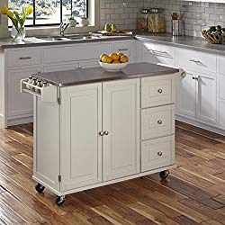 Liberty White Kitchen Cart with Stainless Steel Top by Home Styles