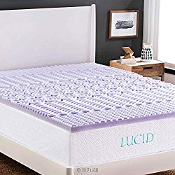 LUCID 2 Inch 5 Zone Lavender Memory Foam Mattress Topper – Twin