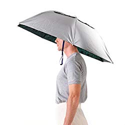 Luwint 36” Diameter Elastic Fishing Gardening Folding Umbrella Hat Headwear, Silver
