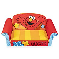 Marshmallow Furniture, Children’s 2-in-1 Flip Open Foam Sofa, Sesame Street’S Elmo, by Spin Master, Multicolor