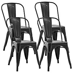 Metal Chair Dining Chairs Set of 4 Patio Chair 18 Inches Seat Height Dining Room Kitchen Chair Tolix Restaurant Chairs Trattoria Bar Stackable Chairs Metal Indoor Outdoor Chairs