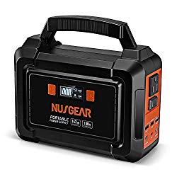 NusGear 167Wh Portable Power Station, 45000mAh Camping Solar Generators Lithium Battery Power Supply with 110V AC Outlet, 2 DC Ports, USB QC3.0, LED Flashlights for CPAP Home Camping Emergency Backup