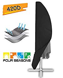 Offset Umbrella Cover, Patio Umbrella Cover for 9ft to 13ft Cantilever Parasol Outdoor Market Umbrellas Cover with Zipper and Water Resistant Fabric Dark