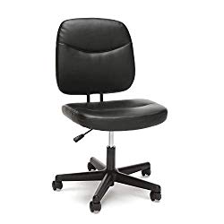 OFM Essentials Collection Armless Leather Desk Chair, in Black