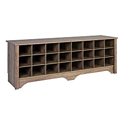 Prepac  24 Pair Shoe Storage Cubby Bench, Drifted Gray
